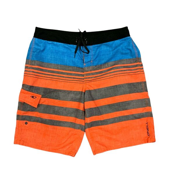 O'Neill Board Shorts Men's Size 34 Striped Quick Dry Surfer Beachwear Trunks - Picture 1 of 9